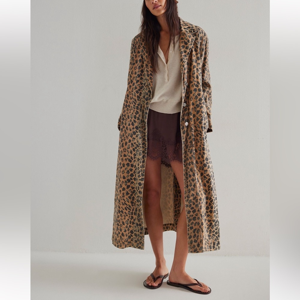 We the free Monique denim duster in cheetah